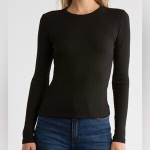 Theory Black Long Sleeve Ribbed Tee